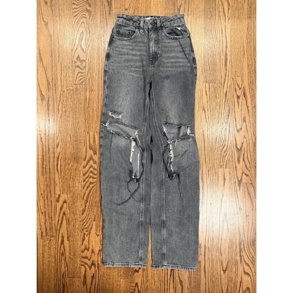 PacSun 90's Boyfriend Distressed High Rise Jeans 23‎ Washed Black Grey
